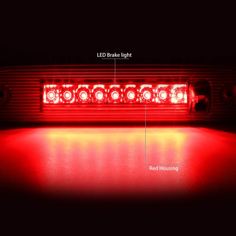 Red Lens Led Third Brake Light For 07-12 Dodge Nitro 3bl-dnit07-led-rd Waterproof High Mount Stop Assembly Rear Tail Bar