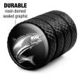Salmon Fishing Illustration Valve Stem Caps For Tire Rim Wheel Black Aluminum Schrader Type Air Covers 4 Piece Set
