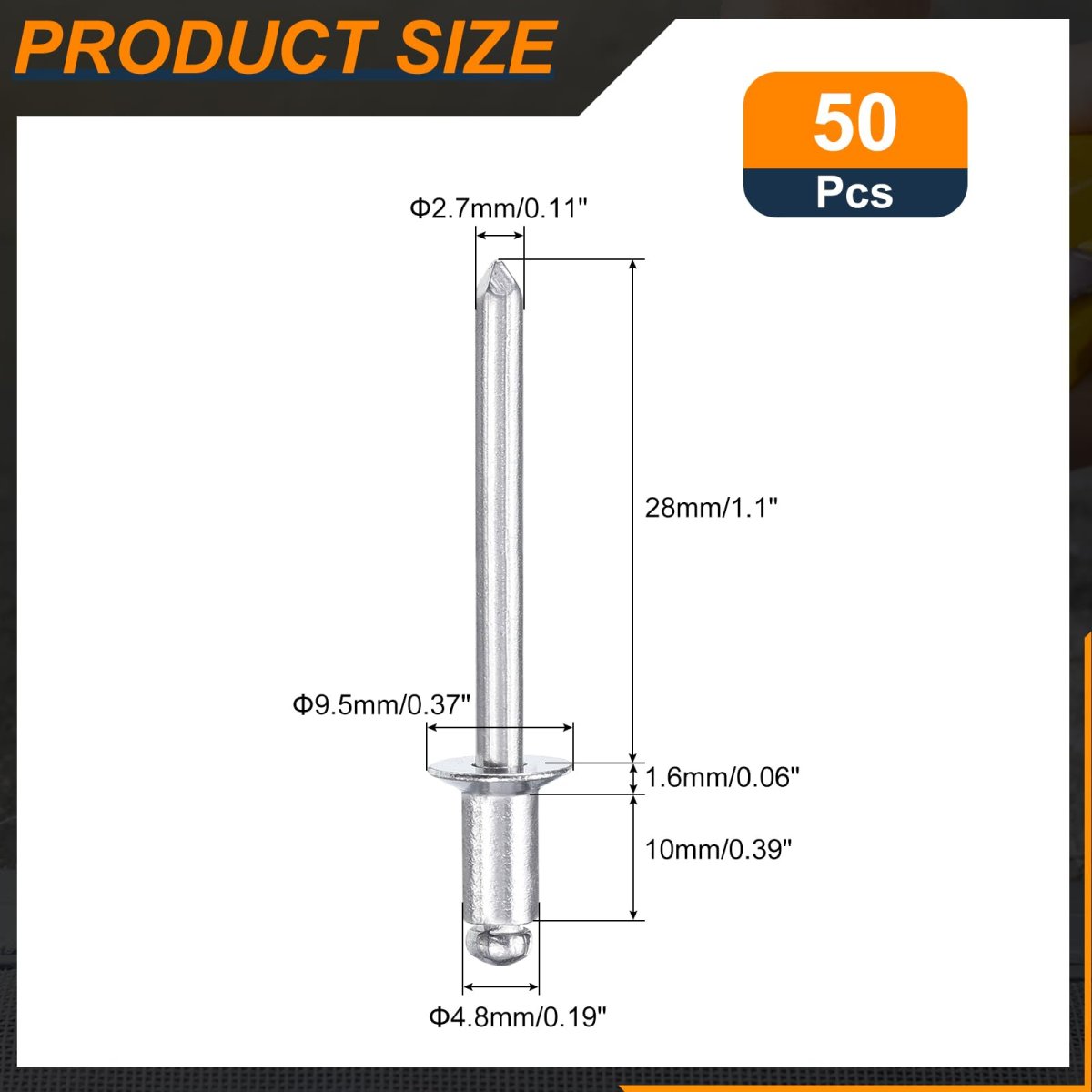50pcs 3 16 X3 8 Aluminum Countersunk Blind Rivet Open-end Type Rivets For Diy Sheet Metal Automotive Repairs Furniture Boat And