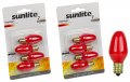 Sunlite 7c7 R Cd4 Incandescent 7-watt Candelabra Based C7 Night Light Colored Bulb Red 4 Pack Ceramic 2 