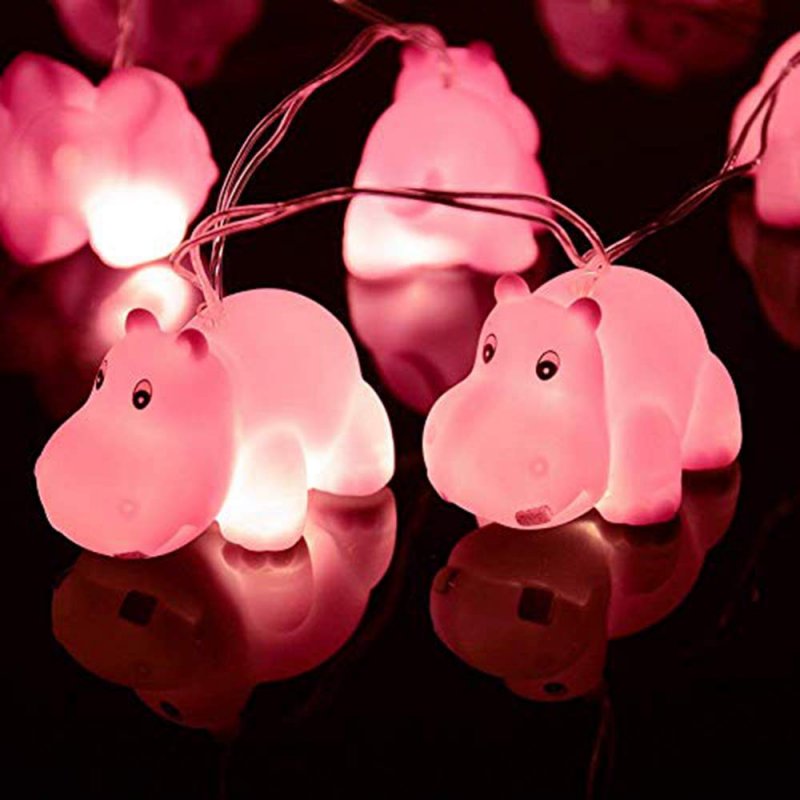 4 9 Ft Hippo Led String Lights 10 Battery Powered Warm White Decorative For Baby Room Kids Bedroom Garden And Party Decorations