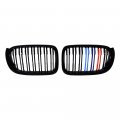 Anzios Compatible For 2014-2017 Bmw X3 F25 X4 F26 Front Hood Bumper Grille Grill Dual Slat M-color Glossy Black