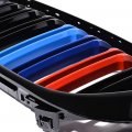 Anzios Compatible For 2014-2017 Bmw X3 F25 X4 F26 Front Hood Bumper Grille Grill Dual Slat M-color Glossy Black