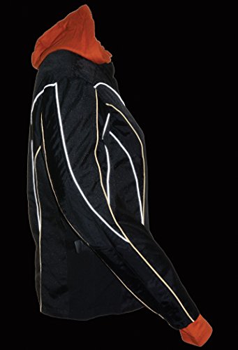 Nexgen Womens Nylon Jacket With Hooded Fleece Line And Reflective Piping Black Medium