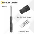 4pcs Mini Slotted Screwdriver 3 0mm 80mm Length Micro Precision Flat Head Screw Driver With Non-slip Black Handle For Watch