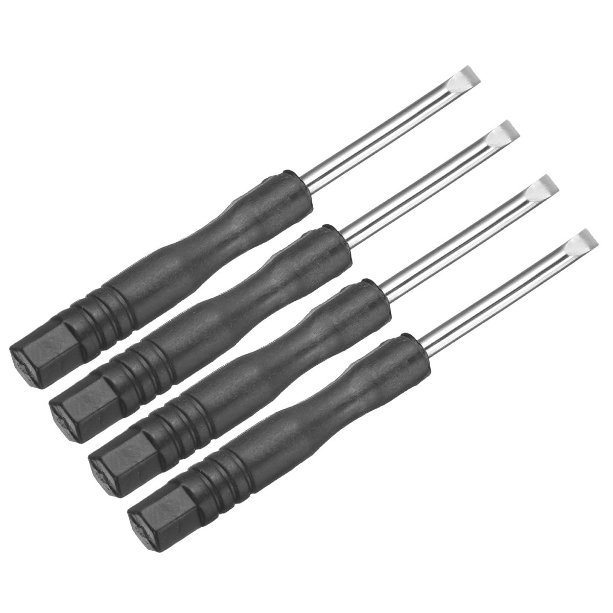 4pcs Mini Slotted Screwdriver 3 0mm 80mm Length Micro Precision Flat Head Screw Driver With Non-slip Black Handle For Watch