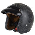 Woljay 3 4 Open Face Helmet Motorcycle Flat Leather With Bubble Shield Black M 