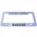 Marines License Plate Tag Frame Chrome Finish Zinc With Enamel Detail Universal Fit Mtf602 