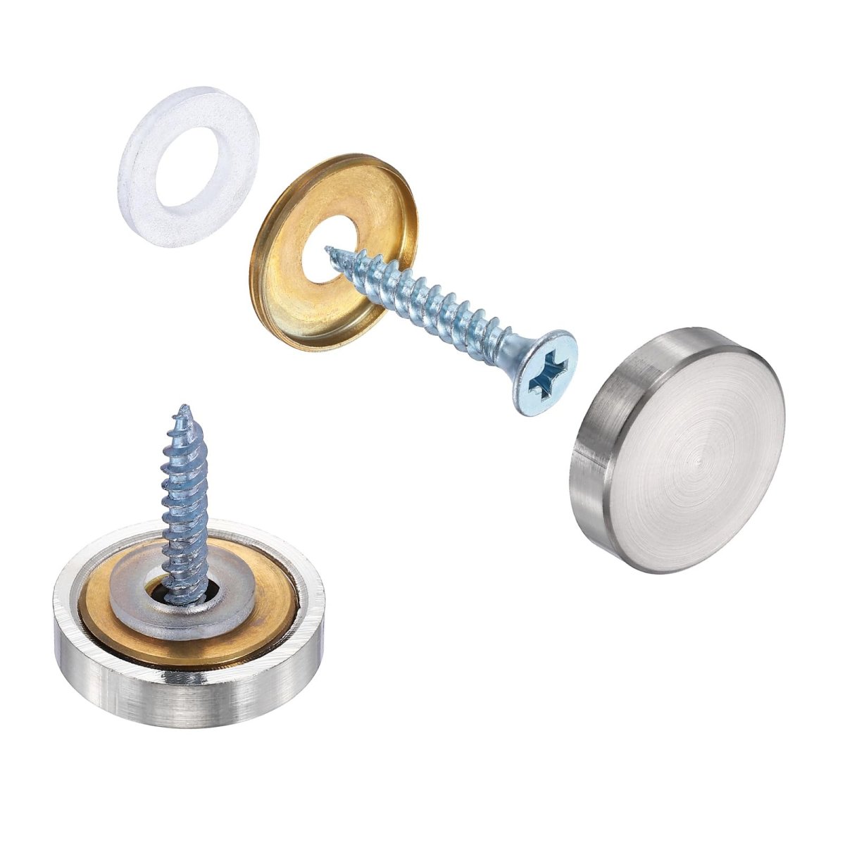 6pcs Screw Covers Caps Brass Flat Mirror Screws Decorative Cover Nail Fasteners For Sign Advertising Hardware Construction 21mm