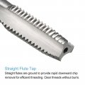 Uxcell 4pcs Metric Thread Taps M10 X 1 5 H2 High Speed Steel Straight Flutes Machine Screw Threading Tapping Repair Tools