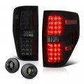 Black Smoke Premium Led Tail Light Assembly Full-led License Plate Lamp Housing Replacement Bundle For 2009-2014 Ford F150 