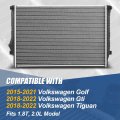 Dpi 13703 Factory Style 1-row Cooling Radiator Compatible With Vw Golf Gti Tiguan 1 8t 2 0l 2015-2022 Aluminum Core