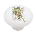 Oriental Dragon And Lotus Flowers Decorative High Gloss Ceramic Drawer Knob 