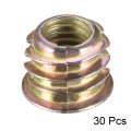 Uxcell Furniture Threaded Insert Nuts Zinc Alloy M8 Internal Threads 10mm Length 30pcs