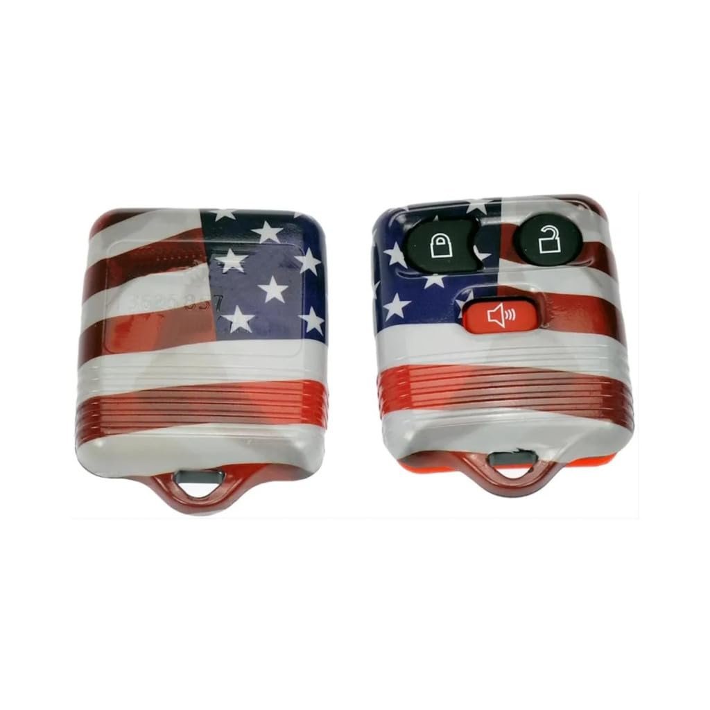 Keyless Remote Case For Ford E-350 Super Duty 2004 3 Button Plastic Shell Lock Unlock And Alarm Functions Red White Blue Color