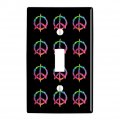 Tie Dye Peace Sign Plastic Wall Decor Toggle Light Switch Plate Cover 