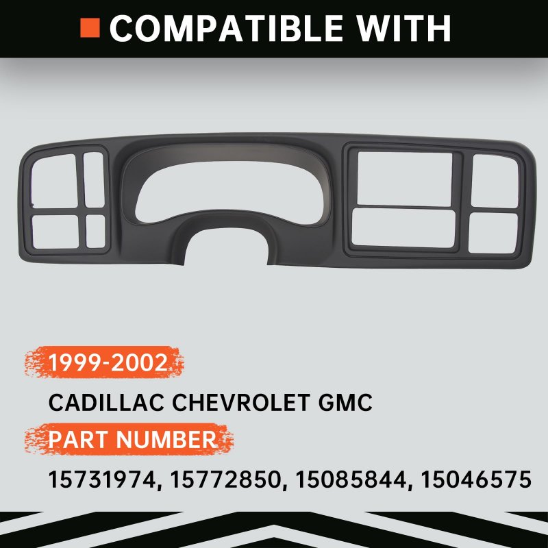 Double Din Dash Cover Kit For 1999-2002 Chevrolet Silverado Avalanche Tahoe Gmc Sierra Yukon Matte Black Radio Replacement