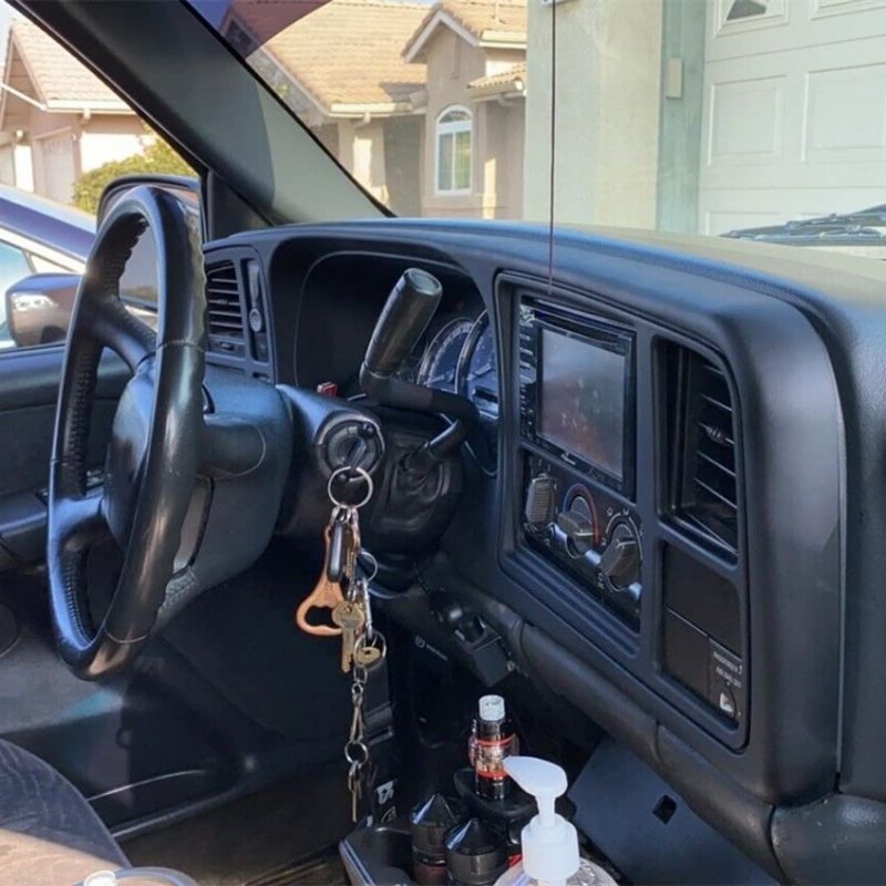 Double Din Dash Cover Kit For 1999-2002 Chevrolet Silverado Avalanche Tahoe Gmc Sierra Yukon Matte Black Radio Replacement