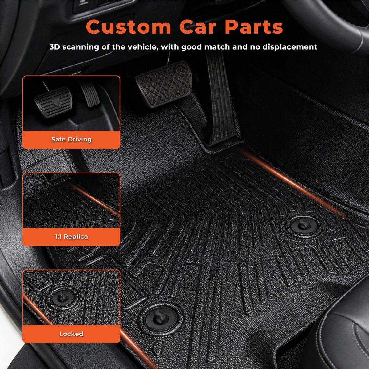 3pcs Car Floor Mats For Colorado And Canyon Crew Cab 2023 2026 Front Rear Tpe Black Vehicle Specific Fit