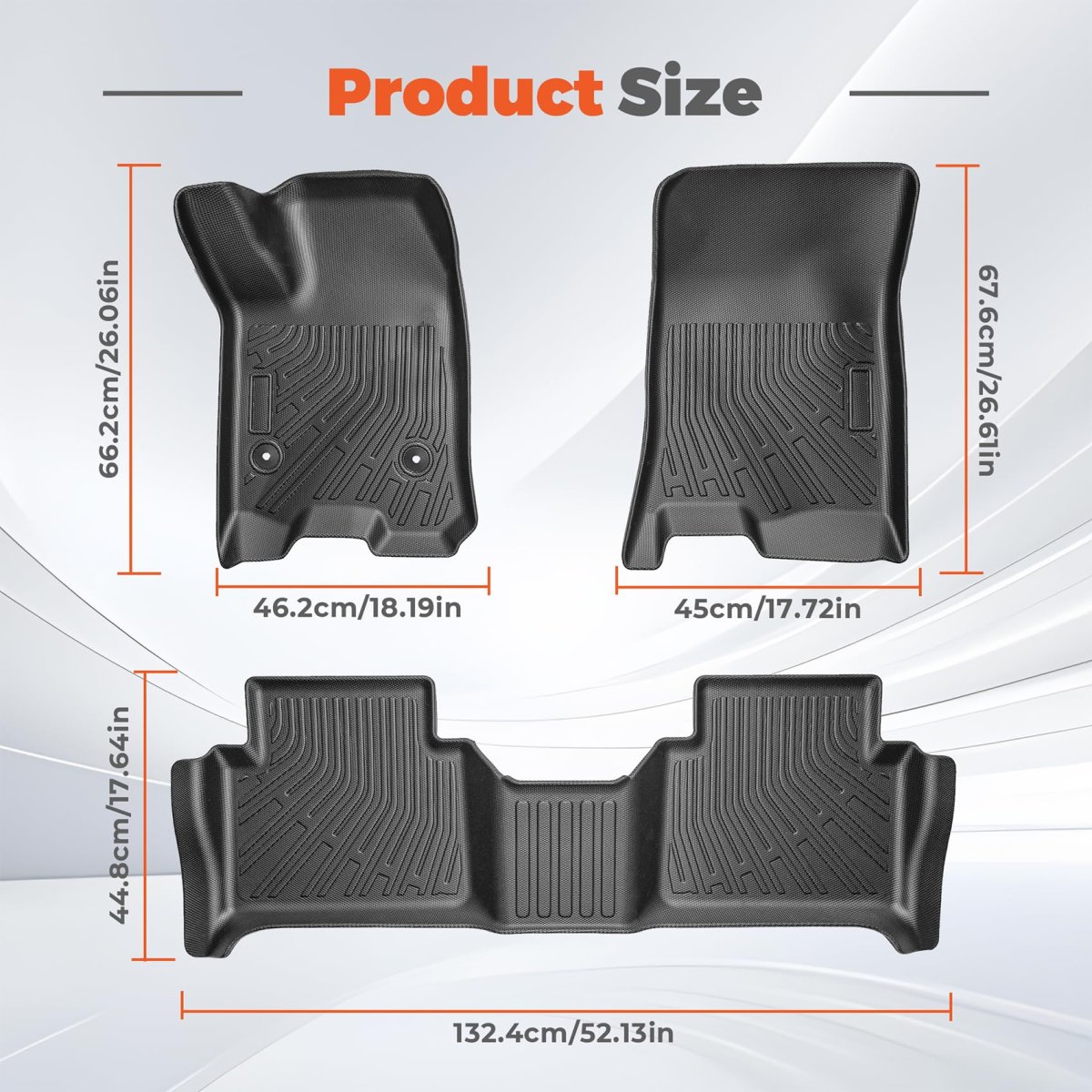 3pcs Car Floor Mats For Colorado And Canyon Crew Cab 2023 2026 Front Rear Tpe Black Vehicle Specific Fit