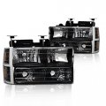 Instyleparts Chevy Fullsize Ck C10 Clear Lens Headlights Parking Lights Corner Set With Black Housing 