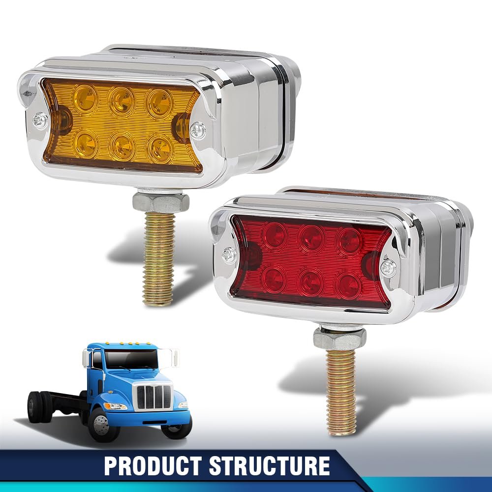 Double Face Amber Red 12 Led Marker Turn Signal Lights With Horizontal Vis For Freightliner Kenworth Peterbilt International