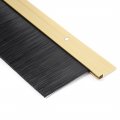 Uxcell Door Bottom Sweep Gold Tone Aluminum Alloy W 2-inch Black Pp Silicone Soft Brush 39-inch X 2 6-inch