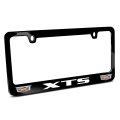 Cadillac Xts Dual Crest Logo In Full-color Black Metal License Plate Frame