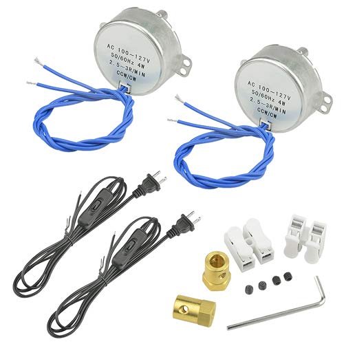 2 Pack Synchronous Turntable Motors 100 To 7v Ac 50 60hz 2 5 3 Rpm Ccw Cw 4w With 7mm Flexible Coupling Connectors And 6ft