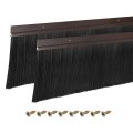 2pcs Door Brush Bottom Sweep H-shape Aluminum Alloy Base With 4 7-inch Nylon For Home Industrial 39-inch L X 5 W Brown 