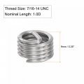 Uxcell Wire Thread Inserts 7 16-14 Unc 1 0d 304 Stainless Steel Helical Type Coiled Screw Repair Threaded Sleeve Sheath 10pcs