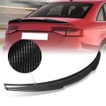 Auto Dynasty V-style Rear Car Trunk Lid Spoiler Compatible With Audi A4 Quattro Sedan 2013-2016 Glossy Black Carbon Fiber