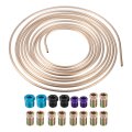 1 Set 25 Ft Of 4 Inch Od Brake Line Tubing Kit Flexible Copper-nickel Alloy Tube Roll Coil With 16 Inverted Flare Fittings 