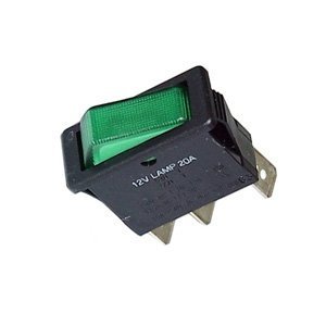 Lighted Snap-in Rocker Switch W Green Actuator Lens Spst 30-552