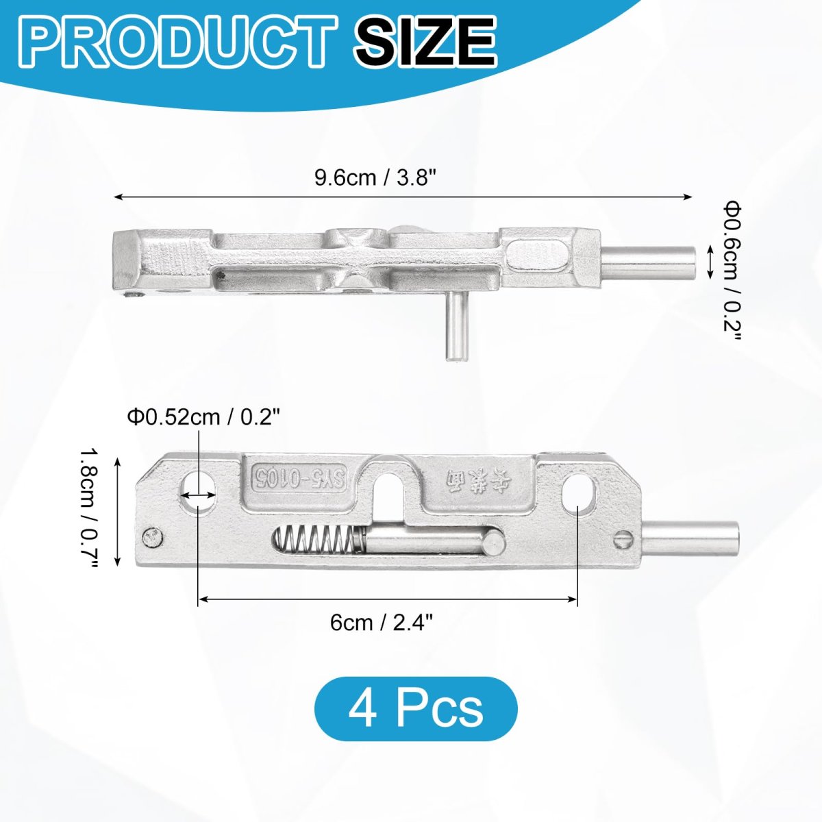 Spring Loaded Barrel Bolt Latch 4 Pack Silver Stainless Steel Normally Locked Gate For Industrial Equipment Cabinets And