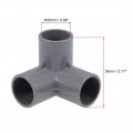 Uxcell 3-way Elbow Pvc Pipe Fitting Furniture Grade 25mm Size Tee Corner Fittings Gray 2pcs