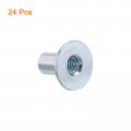 Uxcell M6 T-nuts 24pcs Carbon Steel Tee Nut Round Base Weld Nuts 15mm Height Through Hole Flange Insert Female Thread Plate