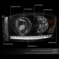 Auto Dynasty Led Drl Tinted Housing Amber Side Headlight Lamps Tool Kit Compatible With Dodge Ram Truck 06-09