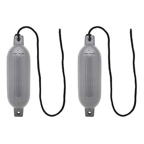 Boattector Inflatable Fender Value 2 Pack 4 5 X 16 Gray With Two 3 8 In Ft Lines Model 3006 7444