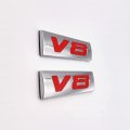 Axlezx 2x Chrome Metal V8 Logo Car Emblem Premium 3d V-8 Engine Badge Auto Door Fender Sticker Side Wing Decal V8 Silver Red