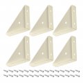 Uxcell 6pcs Angle Corner Brackets 65x19x65mm Cold Rolled Steel Braces Joining Support With Screws For Desk Bed Edge Beige