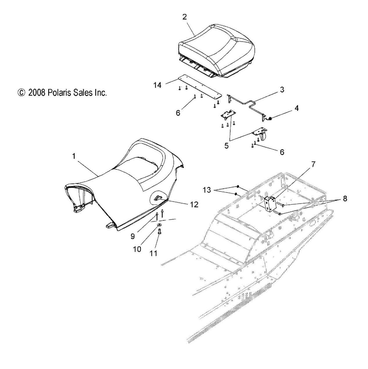 Polaris Seat Latch Frontier Iq Classic 800 550 600 700 340 Turbo