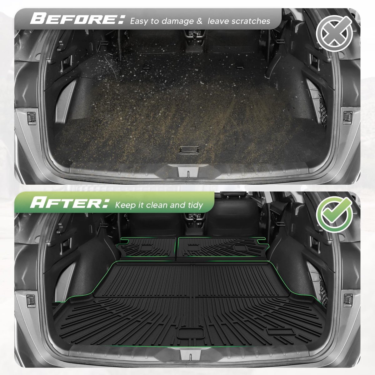 Outback Floor Mats Car For Subaru 2020-2025 All Weather Full Set Cargo Liner With Backrest Mat Accessories Heavy Duty