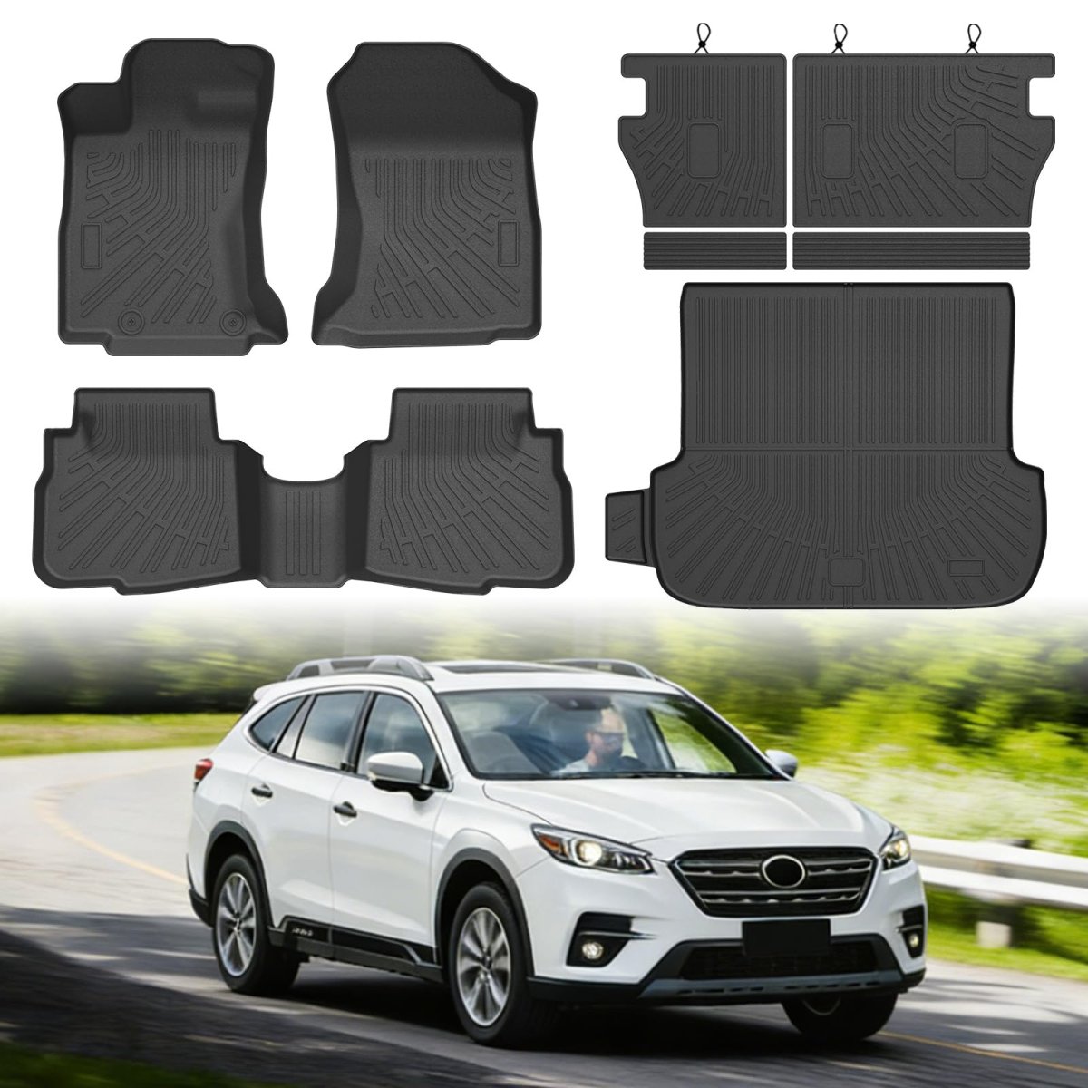Outback Floor Mats Car For Subaru 2020-2025 All Weather Full Set Cargo Liner With Backrest Mat Accessories Heavy Duty