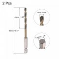 Uxcell 2 Pcs High Speed Steel Hex Shank Twist Drill Bit 4mm Drilling Dia With 1 4 Inch 95mm Length