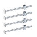 4pcs Bed Frame Bolts M6 X 90mm Hex Socket Head Screws Barrel Nuts Bunk Furniture With Rice-shaped Nut For Chairs Cots Silver 