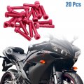 Uxcell 20pcs M6 X 30mm Motorcycle Hexagon Socket Fastener Bolts Bumper Screws Aluminum Alloy Red Universal Replacement