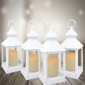 Decorative White Lanterns Set Of 4- Remote Control 4 Hour Timer A 9 3 8 H Led With Flameless Pillar Candles Included Indoor 
