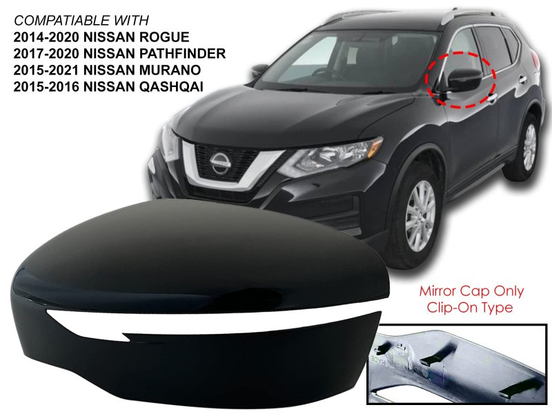 Apa Replacement Exterior Mirror Cover Fits 2014-2020 Rouge 2017-2020 Pathfinder 2015-2021 Murano Paint-to-match Driver Side