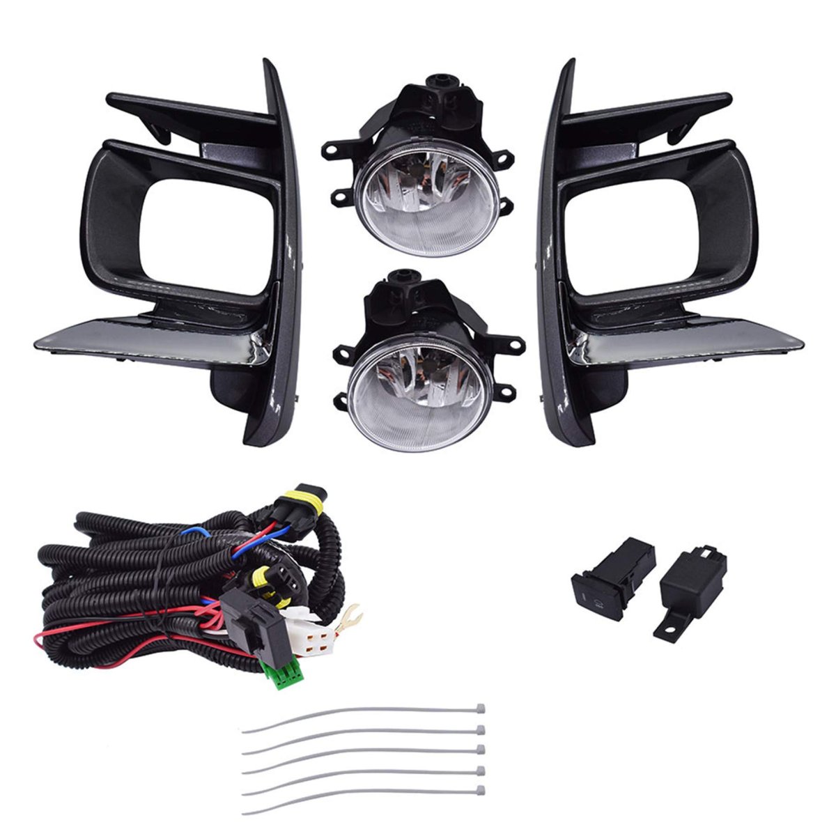 Fog Light Lamp Assembly Passenger And Driver Side Replacement For Sienna Base L Le Se Xle Limited 2018-2019 With Bulbs Front